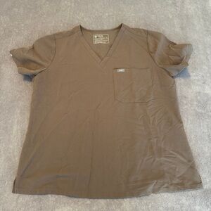 Figs Brown V-Neck Scrub Top